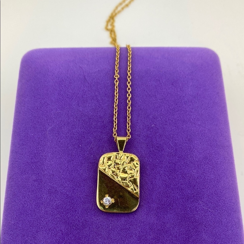 💛 Elegant Gold Plated Nugget CZ Pendant Necklace